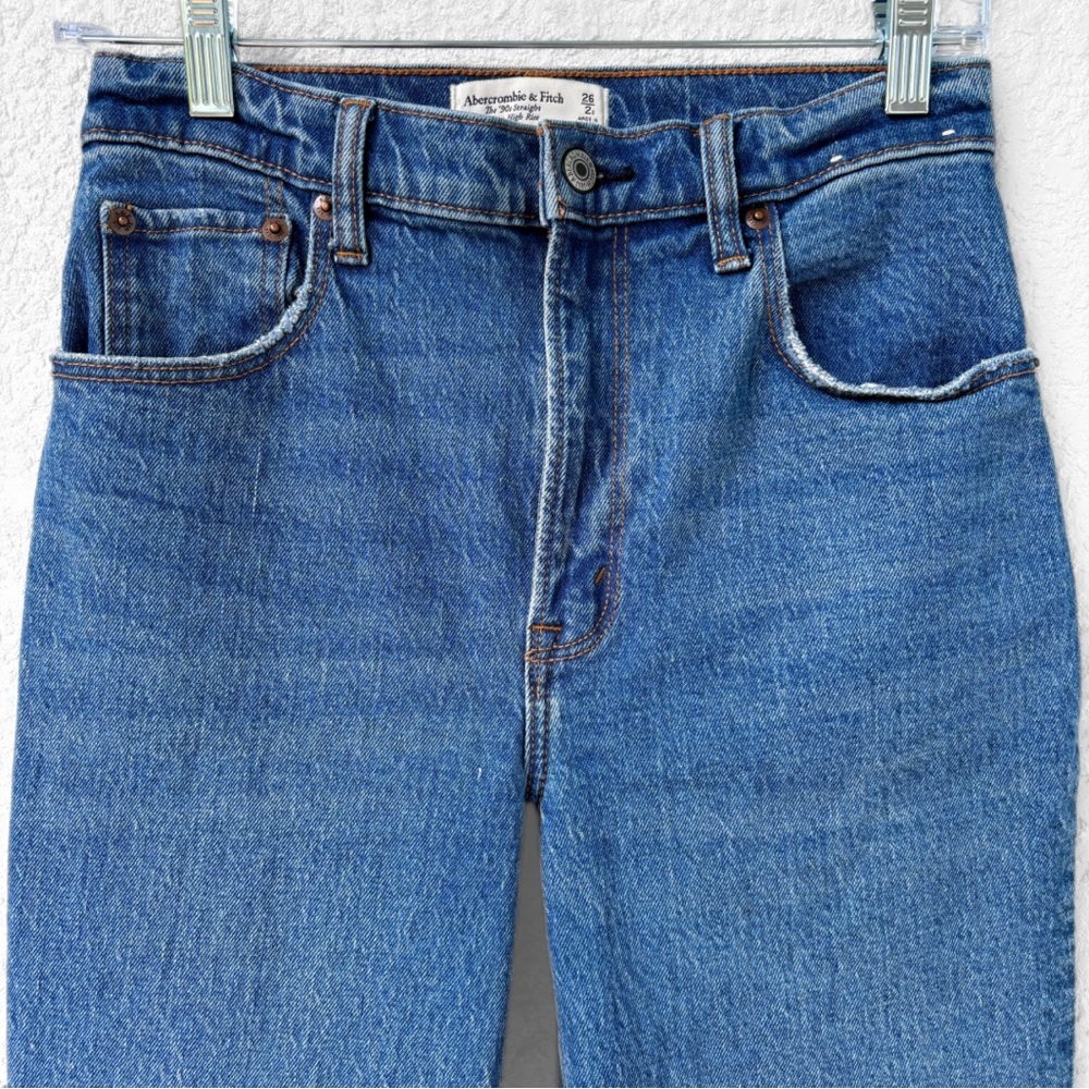Abercrombie & Fitch Ultra High Rise 90s Straight Jean | Medium Raw Hem | NWOT - Picture 6 of 13